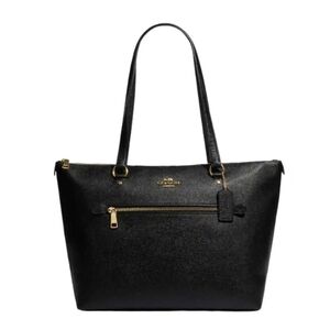 Coach Gallery Tote in Black Crossgrain Leather with Goldtone Hardware NWT